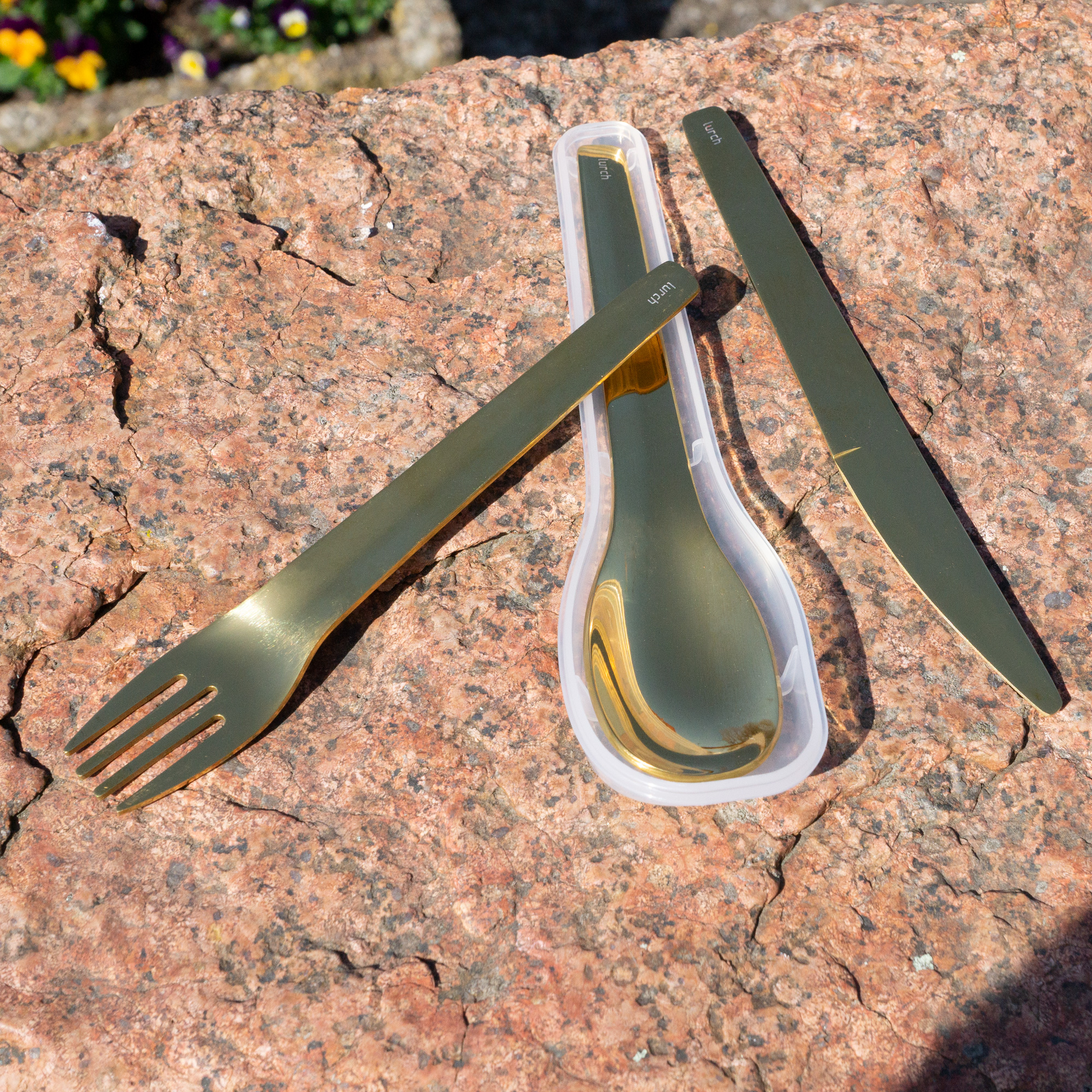 Lurch Bestiksæt To-Go rustfrit stål /guld med opbevaringsboks Lurch Bestiksæt To-Go rustfrit stål /guld med opbevaringsboks